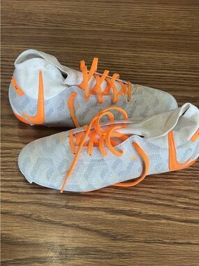 Nike White and Orange Football Cleats